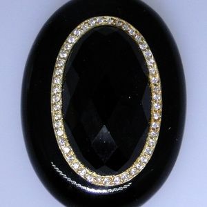 Nice new black resin pendant with sterling and CZs